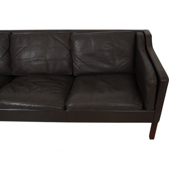 Børge Mogensen 2213 3.seater sofa in dark brown leather