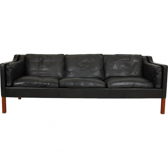 Børge Mogensen 2213 3.seater sofa in black leather