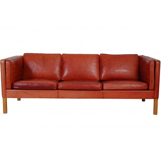 Børge Mogensen 3.seater 2333 sofa in Indian red aniline leather