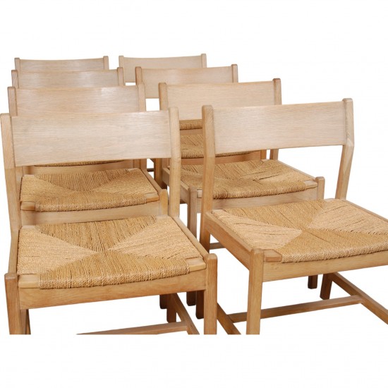 Set of 8 Børge Mogensen chairs of oak from CM Madsen