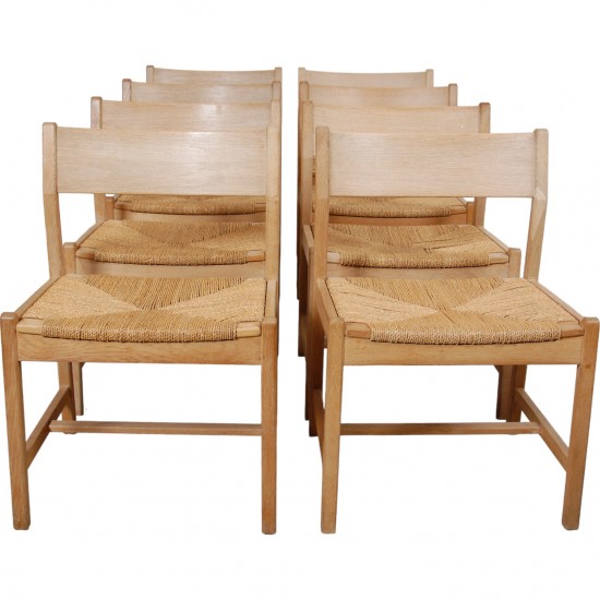 Set of 8 Børge Mogensen chairs of oak from CM Madsen