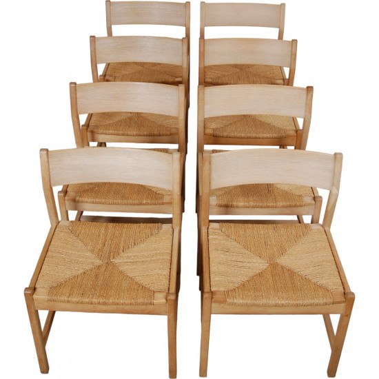 Set of 8 Børge Mogensen chairs of oak from CM Madsen