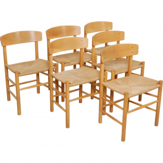 Børge Mogensen set of six J39 chairs in beech