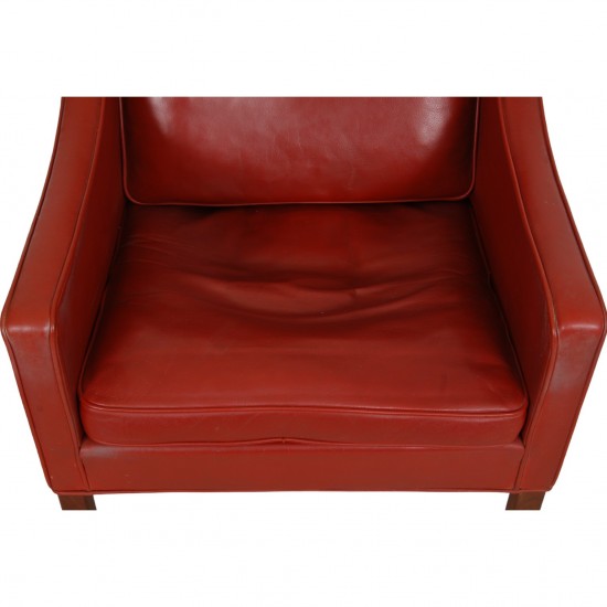 Børge Mogensen 2204 lounge chair in red leather