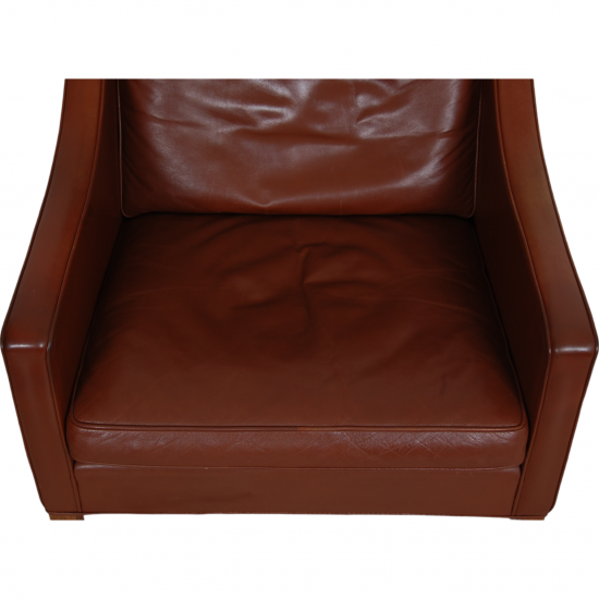 Børge Mogensen Wingchair with ottoman in brown leather