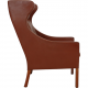 Børge Mogensen Wingchair with ottoman in brown leather