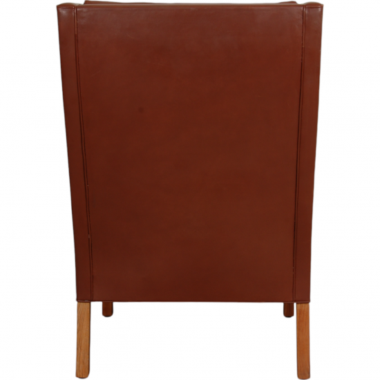 Børge Mogensen Wingchair with ottoman in brown leather