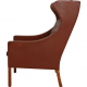 Børge Mogensen Wingchair with ottoman in brown leather