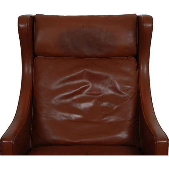 Børge Mogensen Wingchair with ottoman in brown leather