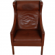 Børge Mogensen Wingchair with ottoman in brown leather