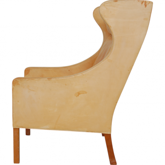 Børge Mogensen Wingchair with ottoman in natural leather