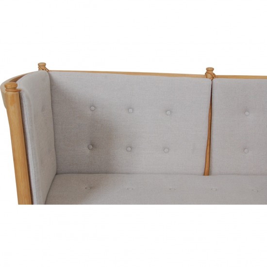 Børge Mogensen spoke-back sofa in oak and grey Hallingdal