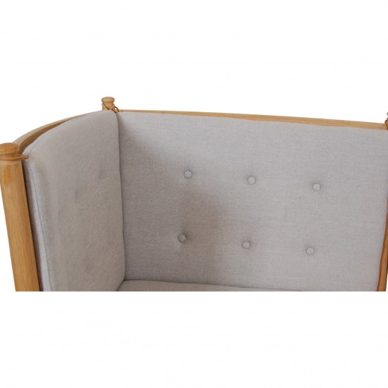 Børge Mogensen spoke-back sofa in oak and grey Hallingdal