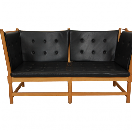 Børge Mogensen Spoke-back sofa in black leather