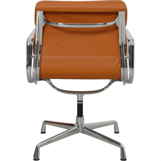 Charles Eames Ea-208 chair reupholstered in cognac Nevada anilin leather