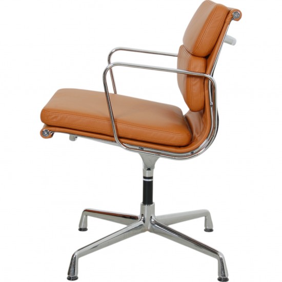 Charles Eames Ea-208 chair reupholstered in cognac Nevada anilin leather