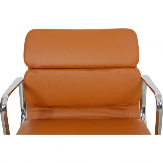 Charles Eames Ea-208 chair reupholstered in cognac Nevada anilin leather