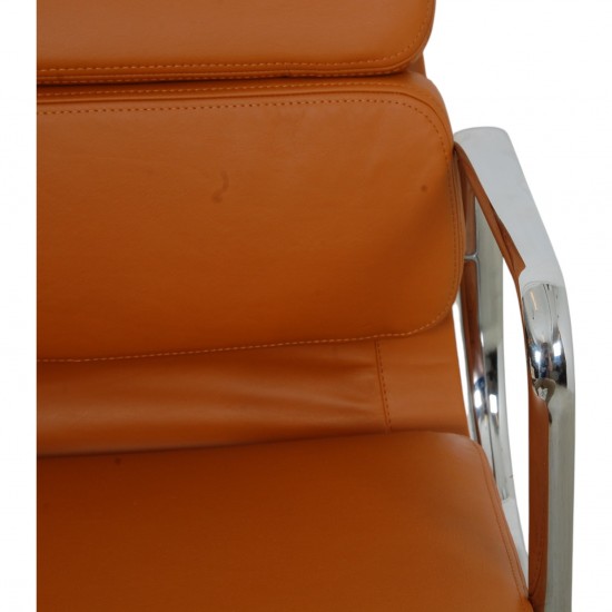 Charles Eames Ea-208 chair reupholstered in cognac Nevada anilin leather