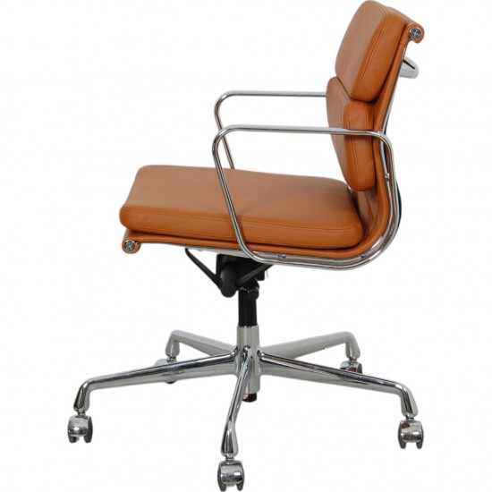 Charles Eames Ea-217 office chair reupholstered in cognac Nevada anilin leather