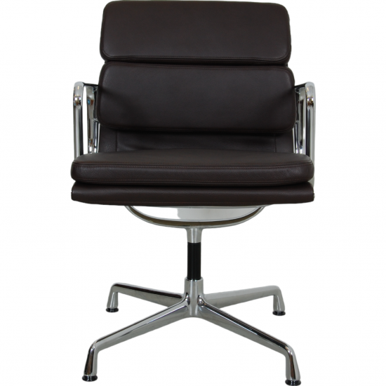 Charles Eames Ea-208 chair reupholstered in dark brown leather