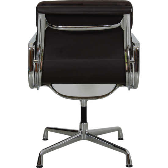 Charles Eames Ea-208 chair reupholstered in dark brown leather