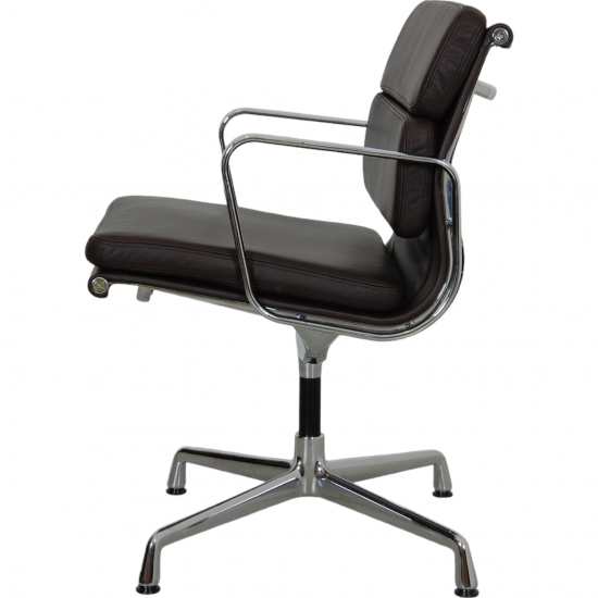 Charles Eames Ea-208 chair reupholstered in dark brown leather