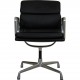 Charles Eames Ea-208 softpad chair in black leather and aluminium