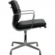 Charles Eames Ea-208 softpad chair in black leather and aluminium