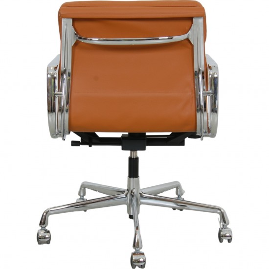 Charles Eames Ea-217 office chair reupholstered in cognac bizon leather