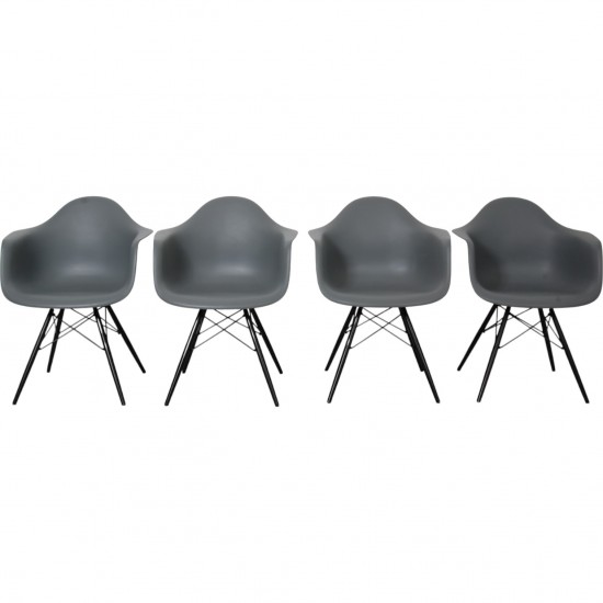 Set of 4 grey Charles Eames DAW chairs