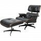 Charles Eames Lounge chair med ottoman i sort læder