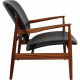 Finn Juhl France Lounge chair in black prestige leather and walnut