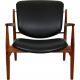 Finn Juhl France Lounge chair in black prestige leather and walnut