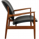 Finn Juhl France Lounge chair in black prestige leather and walnut