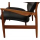 Finn Juhl France lounge chair in walnut and black leather