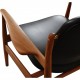 Finn Juhl France lounge chair in walnut and black leather