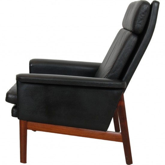 Finn Juhl Jupiter lounge chair in black leather