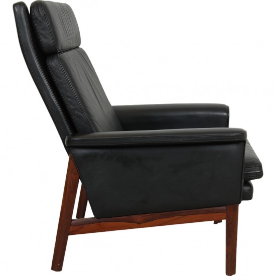 Finn Juhl Jupiter lounge chair in black leather