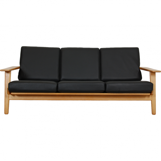 Hans Wegner GE-290 3-personers sofa i sort bizon læder