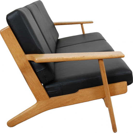 Hans Wegner GE-290 3-personers sofa i sort bizon læder