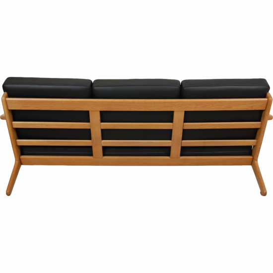 Hans Wegner GE-290 3-personers sofa i sort bizon læder