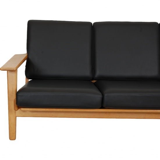 Hans Wegner GE-290 3-personers sofa i sort bizon læder