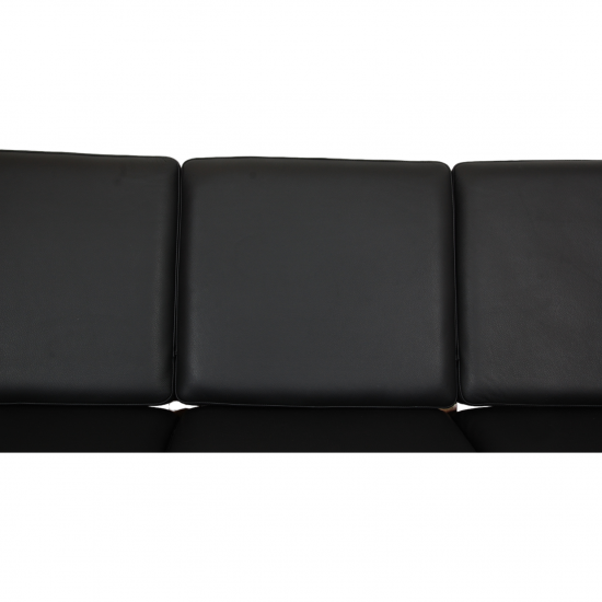 Hans Wegner 3.seater GE-290 sofa in black bizon leather 81