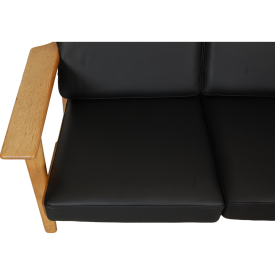 Hans Wegner GE-290 3-personers sofa i sort bizon læder