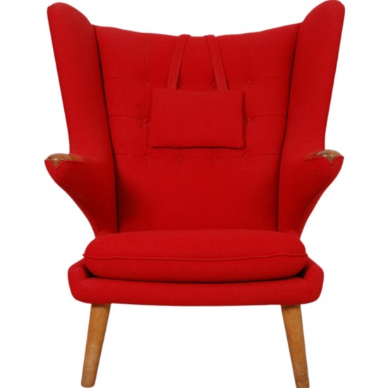 Hans Wegner Papa bear chair in red fabric