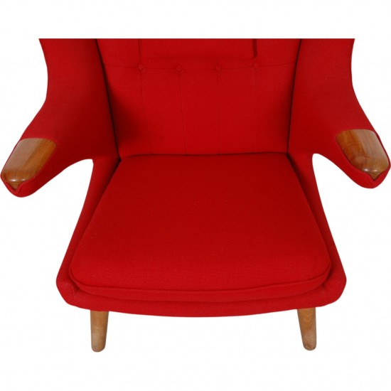 Hans Wegner Papa bear chair in red fabric