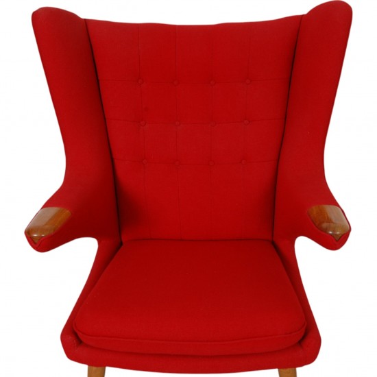 Hans Wegner Papa bear chair in red fabric