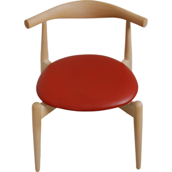 Set of 4 Hans Wegner CH-20 chairs in beech and red leather