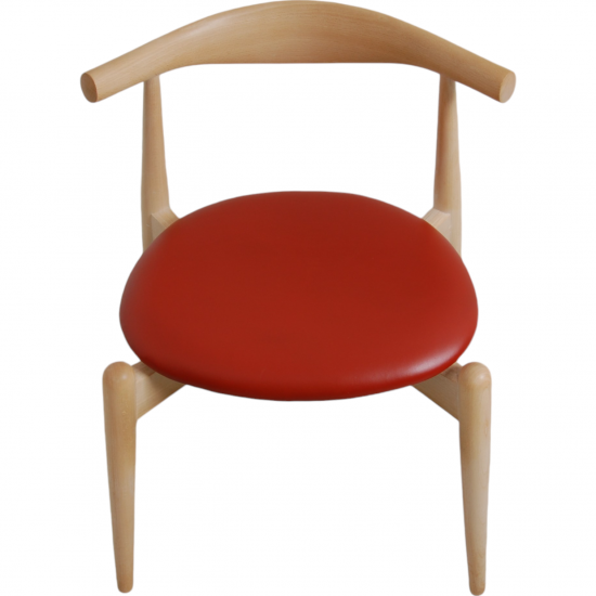 Set of 4 Hans Wegner CH-20 chairs in beech and red leather