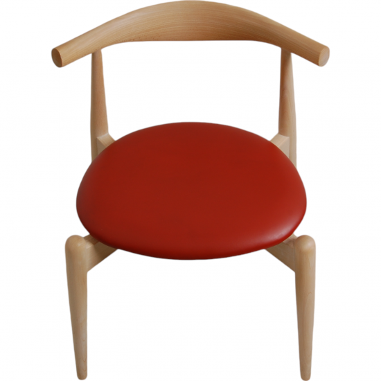 Set of 4 Hans Wegner CH-20 chairs in beech and red leather